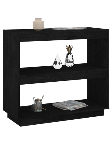 Libreria Nera 80x35x71 cm in Legno Massello di Pino