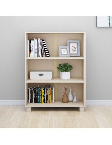 Libreria HAMAR Miele 85x35x112 cm in Legno Massello di Pino