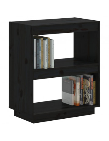 Libreria Nera 60x35x71 cm in Legno Massello di Pino