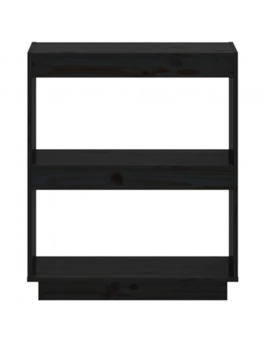 Libreria Nera 60x35x71 cm in Legno Massello di Pino