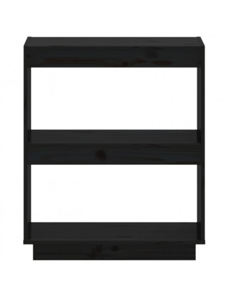Libreria Nera 60x35x71 cm in Legno Massello di Pino