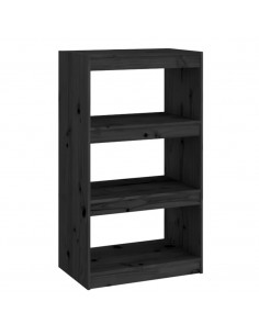 Libreria/Divisorio Nero 60x30x103,5cm in Legno Massello di Pino 2