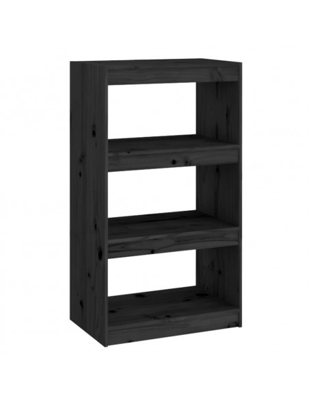 Libreria/Divisorio Nero 60x30x103,5cm in Legno Massello di Pino