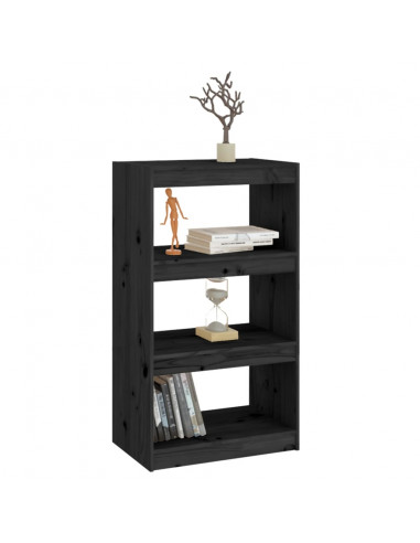 Libreria/Divisorio Nero 60x30x103,5cm in Legno Massello di Pino