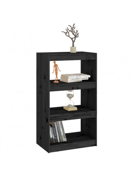 Libreria/Divisorio Nero 60x30x103,5cm in Legno Massello di Pino