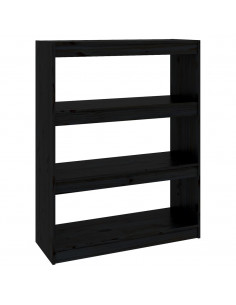 Libreria/Divisorio Nero 80x30x103,5cm in Legno Massello di Pino 2