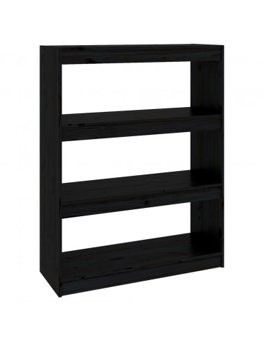 Libreria/Divisorio Nero 80x30x103,5cm in Legno Massello di Pino