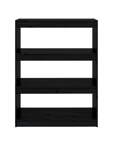 Libreria/Divisorio Nero 80x30x103,5cm in Legno Massello di Pino