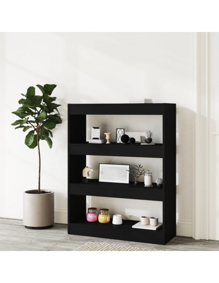 Libreria/Divisorio Nero 80x30x103 cm in Legno Multistrato