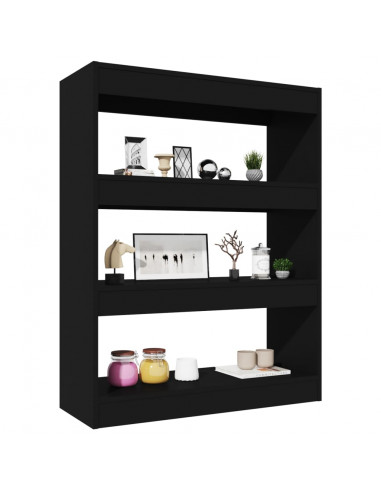Libreria/Divisorio Nero 80x30x103 cm in Legno Multistrato