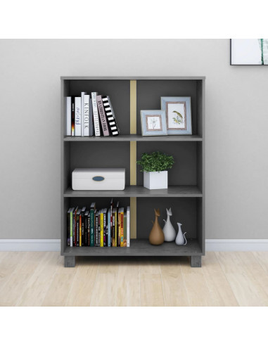 Libreria HAMAR Grigio Scuro 85x35x112 cm Legno Massello di Pino