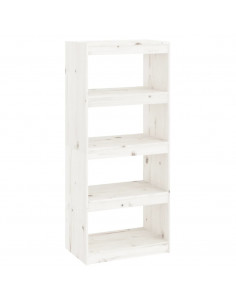 Libreria/Divisorio Bianco 60x30x135,5 cm Legno Massello di Pino 2