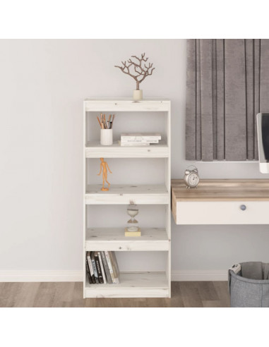 Libreria/Divisorio Bianco 60x30x135,5 cm Legno Massello di Pino