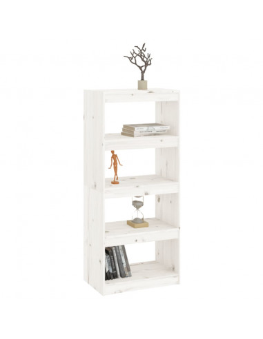 Libreria/Divisorio Bianco 60x30x135,5 cm Legno Massello di Pino