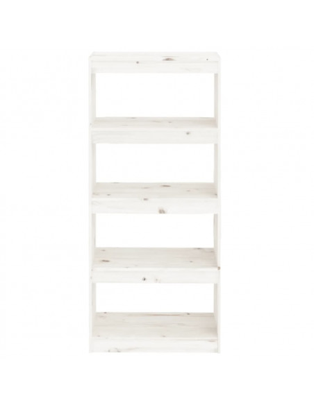 Libreria/Divisorio Bianco 60x30x135,5 cm Legno Massello di Pino
