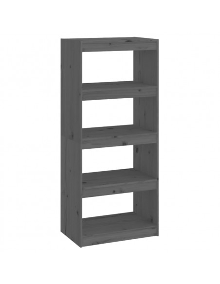 Libreria/Divisorio Grigio 60x30x135,5 cm Legno Massello di Pino