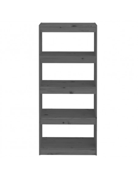 Libreria/Divisorio Grigio 60x30x135,5 cm Legno Massello di Pino
