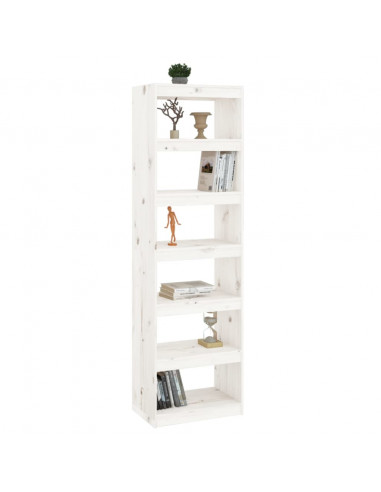 Libreria/Divisorio Bianco 60x30x199,5 cm Legno Massello di Pino