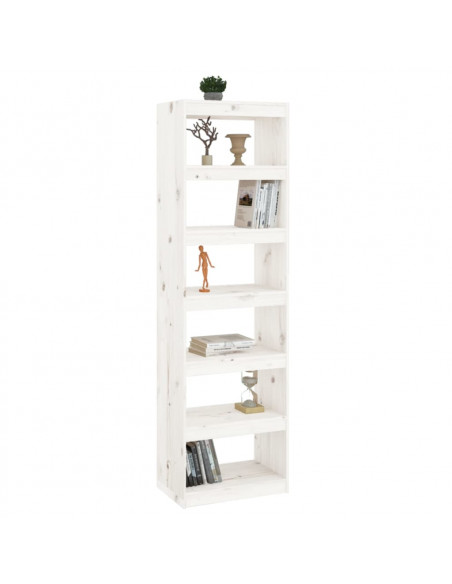 Libreria/Divisorio Bianco 60x30x199,5 cm Legno Massello di Pino