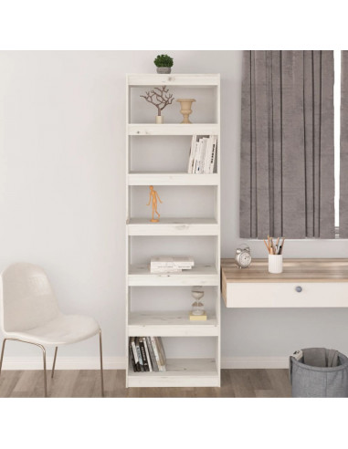 Libreria/Divisorio Bianco 60x30x199,5 cm Legno Massello di Pino