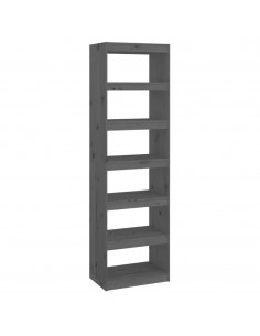 Libreria/Divisorio Grigio 60x30x199,5 cm Legno Massello di Pino 2
