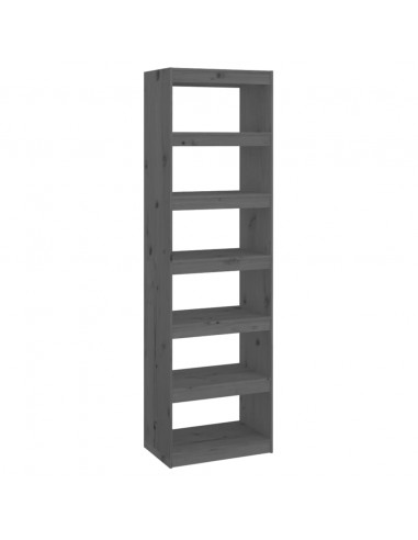 Libreria/Divisorio Grigio 60x30x199,5 cm Legno Massello di Pino