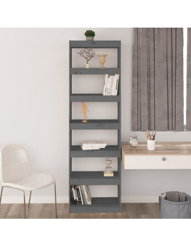 Libreria/Divisorio Grigio 60x30x199,5 cm Legno Massello di Pino