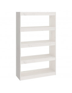 Libreria/Divisorio Bianco 80x30x135,5 cm in Massello di Pino 2