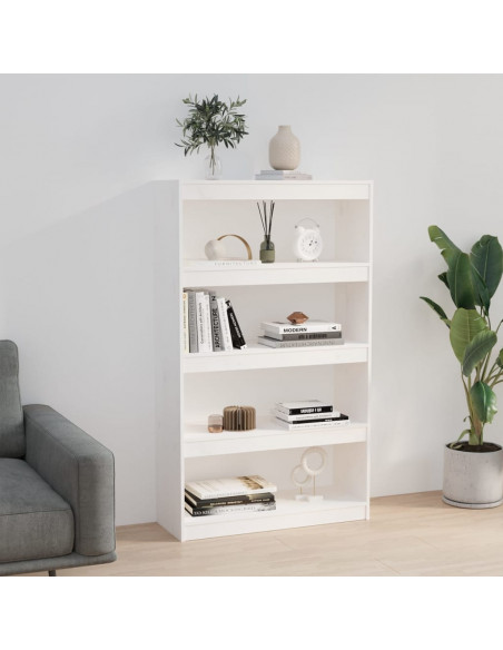 Libreria/Divisorio Bianco 80x30x135,5 cm in Massello di Pino