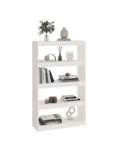 Libreria/Divisorio Bianco 80x30x135,5 cm in Massello di Pino