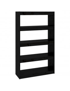 Libreria/Divisorio Nero 80x30x135,5cm in Legno Massello di Pino 2