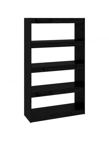 Libreria/Divisorio Nero 80x30x135,5cm in Legno Massello di Pino