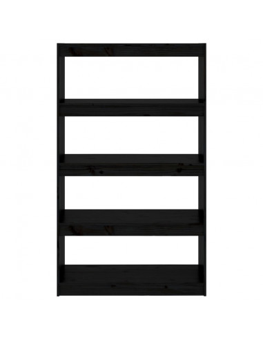 Libreria/Divisorio Nero 80x30x135,5cm in Legno Massello di Pino