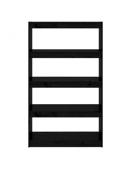 Libreria/Divisorio Nero 80x30x135,5cm in Legno Massello di Pino