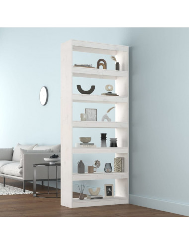 Libreria/Divisorio Bianco 80x30x199,5 cm in Massello di Pino