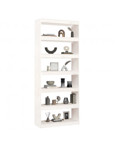 Libreria/Divisorio Bianco 80x30x199,5 cm in Massello di Pino