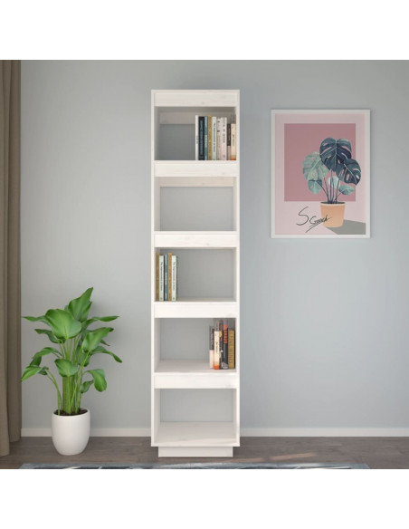 Libreria/Divisorio Bianco 40x35x167cm in Legno Massello di Pino