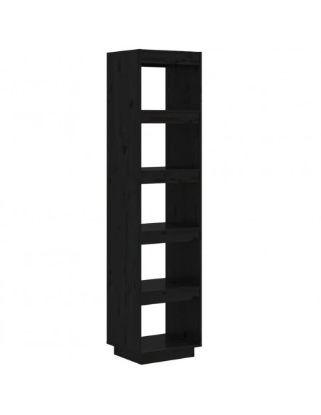 Libreria/Divisorio Nero 40x35x167 cm in Legno Massello di Pino