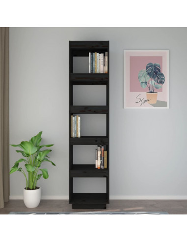 Libreria/Divisorio Nero 40x35x167 cm in Legno Massello di Pino