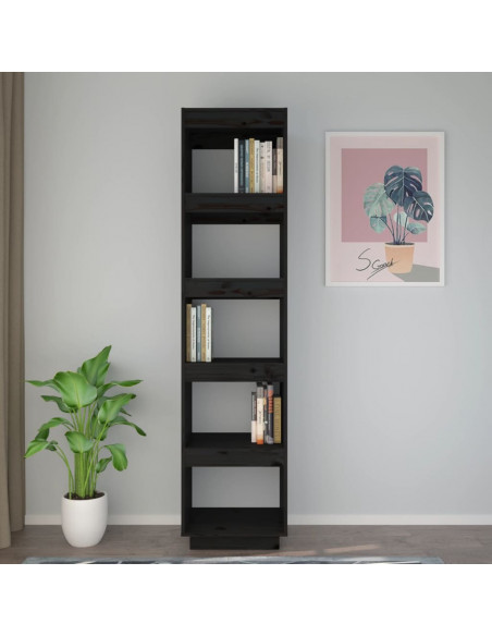 Libreria/Divisorio Nero 40x35x167 cm in Legno Massello di Pino