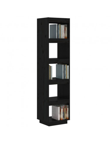 Libreria/Divisorio Nero 40x35x167 cm in Legno Massello di Pino
