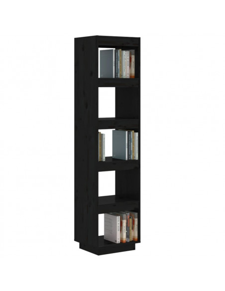 Libreria/Divisorio Nero 40x35x167 cm in Legno Massello di Pino