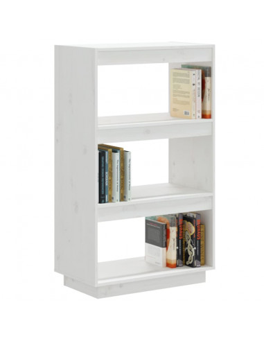Libreria/Divisorio Bianco 60x35x103cm in Legno Massello di Pino