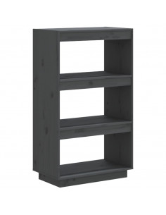 Libreria/Divisorio Grigio 60x35x103cm in Legno Massello di Pino 2