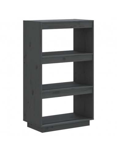 Libreria/Divisorio Grigio 60x35x103cm in Legno Massello di Pino