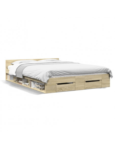 Giroletto Cassetti Rovere Sonoma 140x190 cm Legno Multistrato
