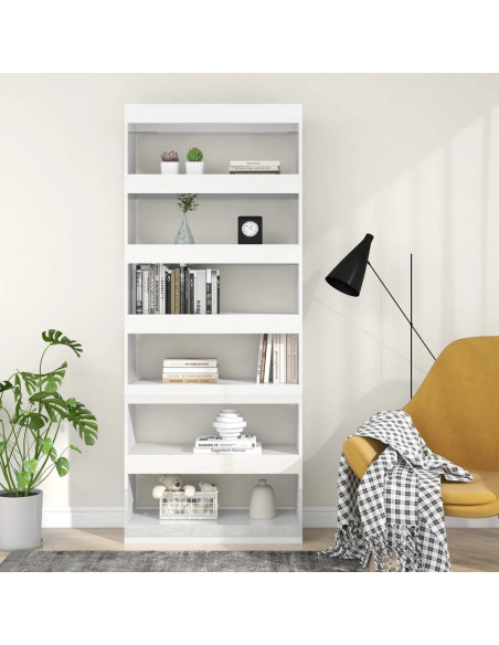 Libreria/Divisorio Bianco Lucido 80x30x198 cm in Truciolato
