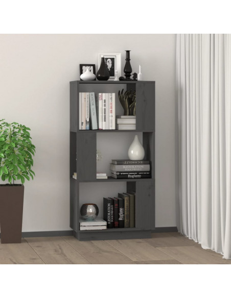 Libreria/Divisorio Grigio 51x25x101 cm Legno Massello di Pino