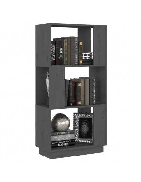 Libreria/Divisorio Grigio 51x25x101 cm Legno Massello di Pino