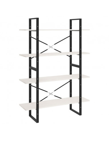 Libreria a 4 Ripiani Bianca 100x30x140 cm in Massello di Pino